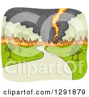 Poster, Art Print Of Fire Tornado Crossing A Road