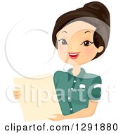 Clipart Of A Friendly Asian Waitress Holding A Restaurant Menu Royalty Free Vector Illustration by BNP Design Studio