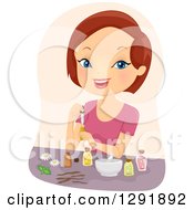 Brunette Caucasian Woman Mixing Essential Oils