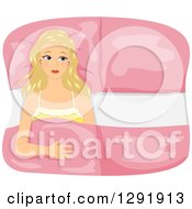 Clipart Of A Lonely Blond White Woman Laying Alone In Bed Royalty Free Vector Illustration by BNP Design Studio
