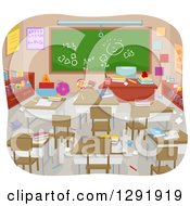 Poster, Art Print Of Cluttered Messy Empty Classroom