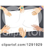 Poster, Art Print Of Hands With Medical Bracelets Around A Blank Page