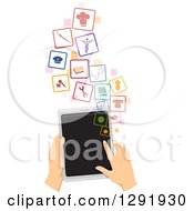 Poster, Art Print Of Caucasian Hands Using A Tablet Computer To Search For A Job