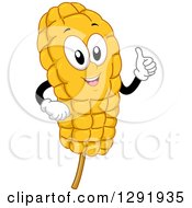 Poster, Art Print Of Cartoon Happy Corn Cob On A Stick Character Giving A Thumb Up