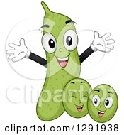 Clipart Of A Cartoon Happy Soya Bean Family Royalty Free Vector Illustration