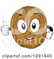 Poster, Art Print Of Cartoon Happy Walnut Character Holding A Thumb Up
