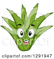 Clipart Of A Cartoon Happy Aloe Vera Plant Character Royalty Free Vector Illustration by BNP Design Studio