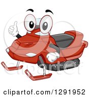 Cartoon Happy Snowmobile Character Giving A Thumb Up