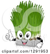 Clipart Of A Cartoon Happy Wheatgrass Character Holding A Thumb Up Royalty Free Vector Illustration