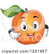 Cartoon Happy Apricot Fruit Character Gesturing At Itself