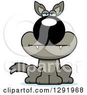 Clipart Of A Cartoon Bored Sitting Wolf Royalty Free Vector Illustration