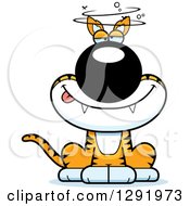 Cartoon Drunk Or Dizzy Sitting Tasmanian Tiger