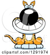 Cartoon Happy Grinning Sitting Tasmanian Tiger