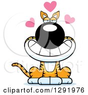 Clipart Of A Cartoon Loving Sitting Tasmanian Tiger With Hearts Royalty Free Vector Illustration by Cory Thoman