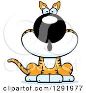 Cartoon Surprised Gasping Sitting Tasmanian Tiger