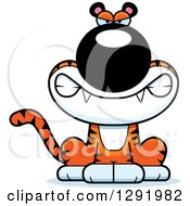 Clipart Of A Cartoon Mad Snarling Sitting Tiger Big Cat Royalty Free Vector Illustration