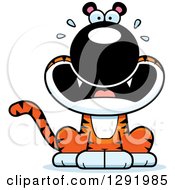 Poster, Art Print Of Cartoon Scared Screaming Sitting Tiger Big Cat