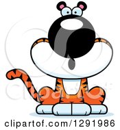 Clipart Of A Cartoon Surprised Gasping Sitting Tiger Big Cat Royalty Free Vector Illustration