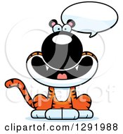 Poster, Art Print Of Cartoon Happy Talking Sitting Tiger Big Cat