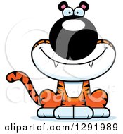 Clipart Of A Cartoon Happy Sitting Tiger Big Cat Royalty Free Vector Illustration