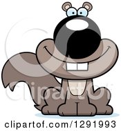Clipart Of A Cartoon Happy Sitting Squirrel Royalty Free Vector Illustration