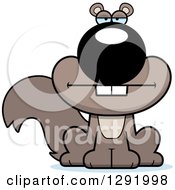 Clipart Of A Cartoon Bored Sitting Squirrel Royalty Free Vector Illustration