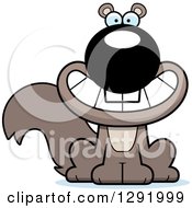 Clipart Of A Cartoon Happy Grinning Sitting Squirrel Royalty Free Vector Illustration