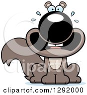 Clipart Of A Cartoon Scared Screaming Sitting Squirrel Royalty Free Vector Illustration