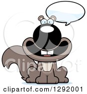 Clipart Of A Cartoon Happy Talking Sitting Squirrel Royalty Free Vector Illustration
