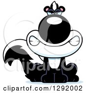 Clipart Of A Cartoon Mad Snarling Sitting Skunk Royalty Free Vector Illustration