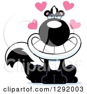 Clipart Of A Cartoon Loving Sitting Skunk With Hearts Royalty Free Vector Illustration
