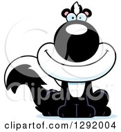 Clipart Of A Cartoon Happy Sitting Skunk Royalty Free Vector Illustration