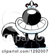 Clipart Of A Cartoon Happy Grinning Sitting Skunk Royalty Free Vector Illustration