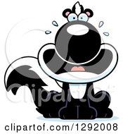 Clipart Of A Cartoon Scared Screaming Sitting Skunk Royalty Free Vector Illustration