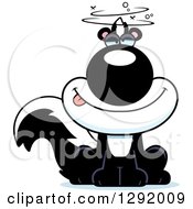 Clipart Of A Cartoon Drunk Or Dizzy Sitting Skunk Royalty Free Vector Illustration