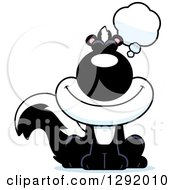 Clipart Of A Cartoon Happy Dreaming Or Thinking Sitting Skunk Royalty Free Vector Illustration