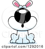 Clipart Of A Cartoon Surprised Gasping White Rabbit Sitting Royalty Free Vector Illustration