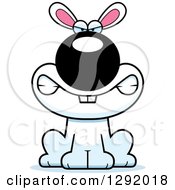 Clipart Of A Cartoon Mad Snarling White Rabbit Sitting Royalty Free Vector Illustration