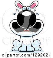 Clipart Of A Cartoon Scared Screaming White Rabbit Sitting Royalty Free Vector Illustration
