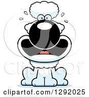 Poster, Art Print Of Cartoon Scared Screaming White Poodle Dog Sitting