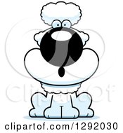 Poster, Art Print Of Cartoon Surprised Gasping White Poodle Dog Sitting