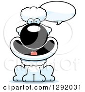 Poster, Art Print Of Cartoon Happy Talking White Poodle Dog Sitting
