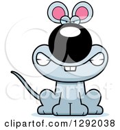 Clipart Of A Cartoon Mad Snarling Gray Mouse Sitting Royalty Free Vector Illustration