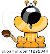 Clipart Of A Cartoon Surprised Gasping Lioness Sitting Royalty Free Vector Illustration