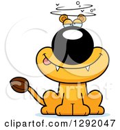 Clipart Of A Cartoon Drunk Or Dizzy Lioness Sitting Royalty Free Vector Illustration