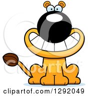 Clipart Of A Cartoon Happy Grinning Lioness Sitting Royalty Free Vector Illustration