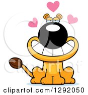 Clipart Of A Cartoon Loving Lioness Sitting With Hearts Royalty Free Vector Illustration