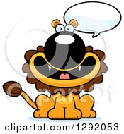 Poster, Art Print Of Cartoon Happy Talking Male Lion Sitting