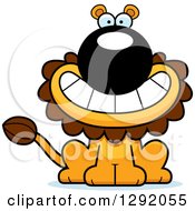 Poster, Art Print Of Cartoon Happy Grinning Male Lion Sitting