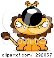 Poster, Art Print Of Cartoon Mad Snarling Male Lion Sitting